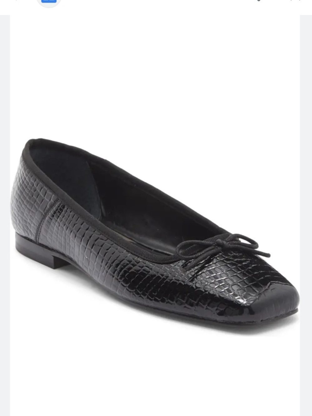 NEW Dolce Vita Anisa Square Toe Flat in Black Embossed Leather in size 9 - Picture 3 of 8